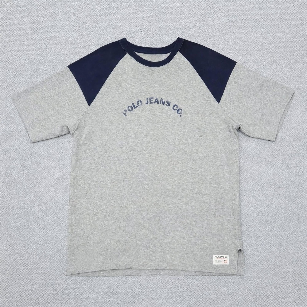Vintage Polo Jeans Co Ralph Lauren Raglan T-Shirt Grey Navy Men's XL